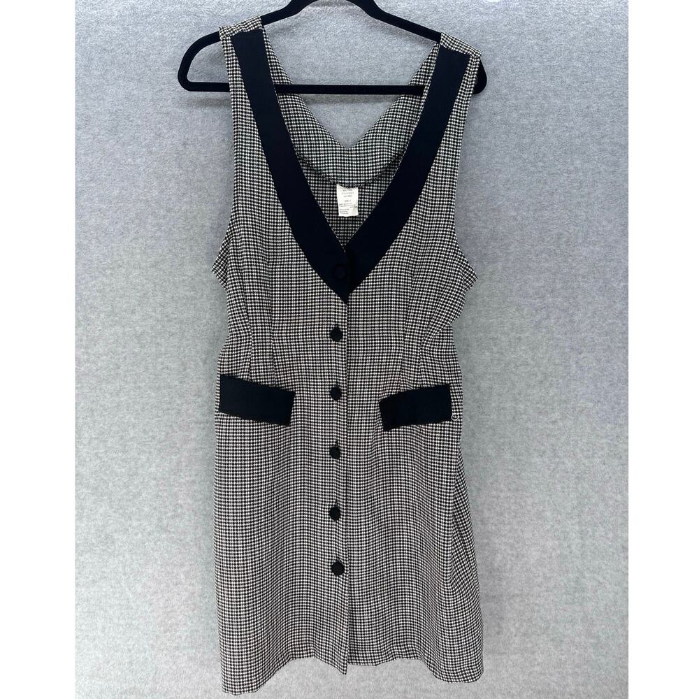 Vintage Women’s sz 9 Black and White Houndstooth Jumper Dress Office Classy Work
